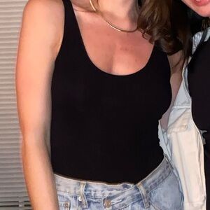 Black Scoop Neck Bodysuit